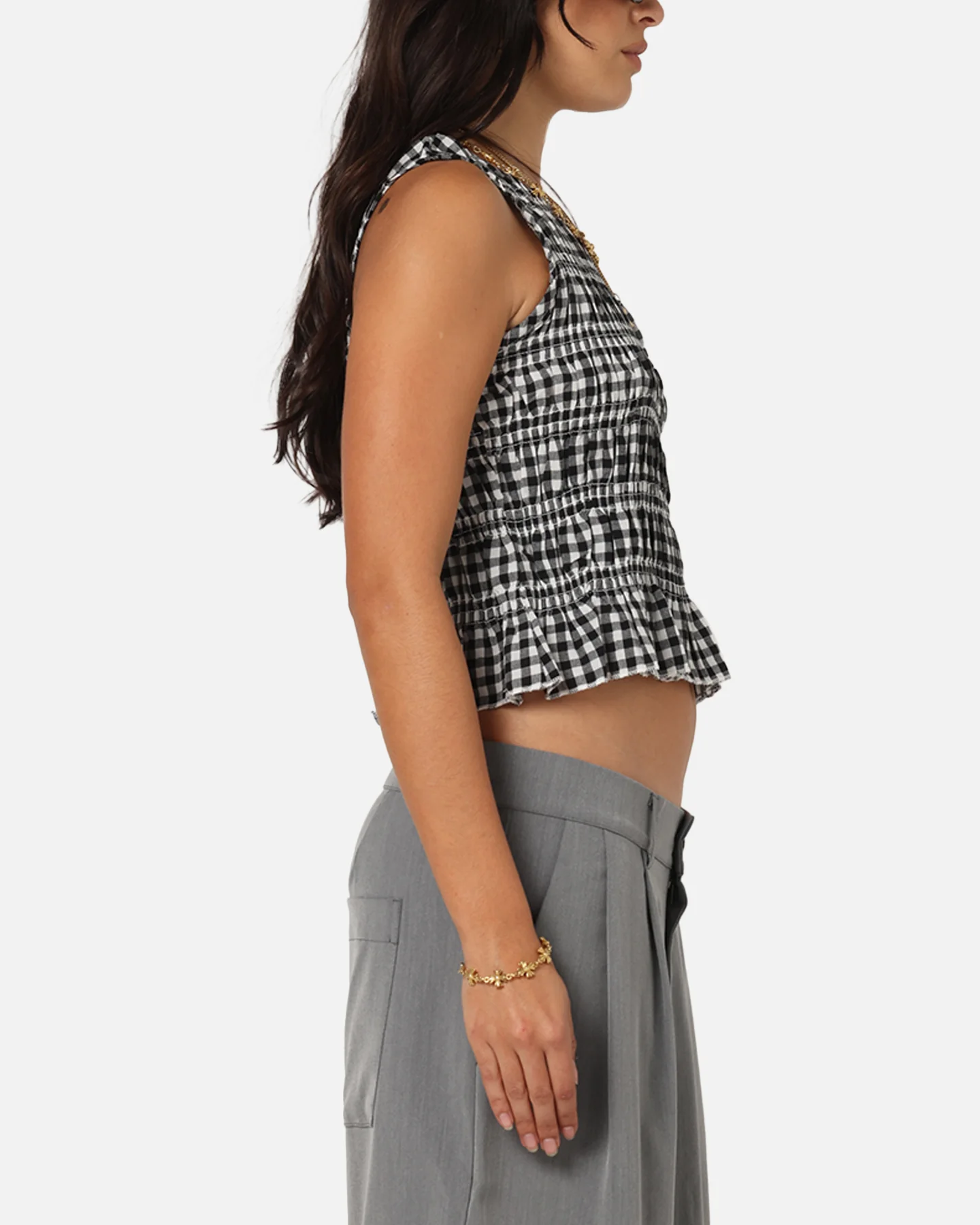 XXIII Women's Shirred Top Black Check - Image 4