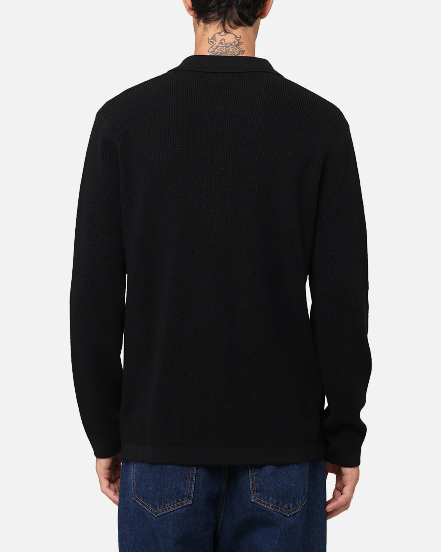 XXIII Zyair Knit Rib Long Sleeve Button Up Shirt Black - Image 3